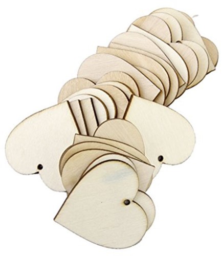 Houten hartjes hout GEBOORD4 cm. per 2 stuks! houten harten