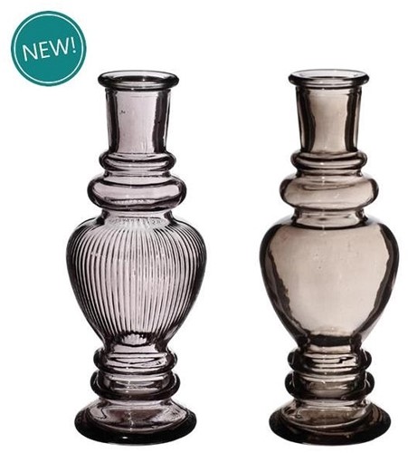 Gekleurd glazen flesje Venice vaasje,kandelaar Grey / stuk Venice bottle 15.5 cm hoog Ø5.7 cm diameter