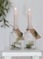 Kaarsen Taper candle Lichtrose h.11 cm set van 7 past in fles