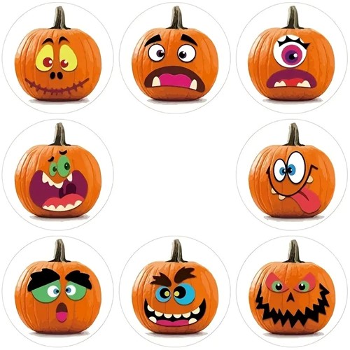 500 Stickers Labels Rol Halloween pompoen rol etiketten-2