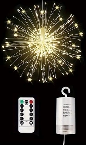 Ledlamp Stardust waterdicht WARMWIT 120 lampjes Met Afstandsbediening,  8 standen en op batterij