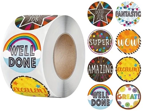 500 Stickers Labels beloningsticker Beloningstimulans 2,5 cm rond   Sluitsticker