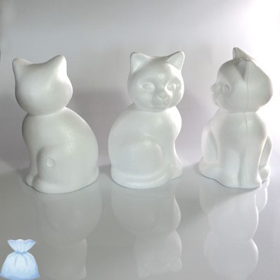 Styropor Kat 24 cm. voor bijvoorbeeld roosjes per stuk Kat van piepschuim