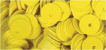 Pailletten, glad, 6mm ›, ZB-zak … 1000 stuks. GEEL Pailletten, glad, 6mm ›,