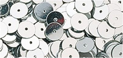 Pailletten, glad, 6mm ›, ZB-zak … 1000 stuks. Zilver Pailletten, glad, 6mm ›,