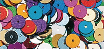 Pailletten, glad, 6mm ›, ZB-zak … 1000 stuks. gemengd Pailletten, glad, 6mm ›,