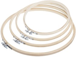 Bamboe ringen Borduurringen SET van 4 maten met stelschroef  Bamboo Maat: 17 cm, 20 cm, 23 cm, 26 cm