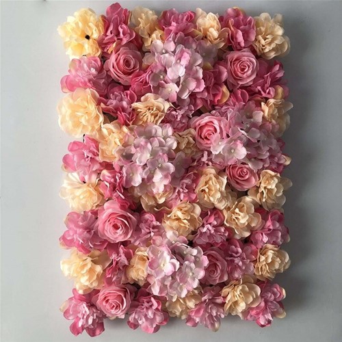 Flowerwall Flower Wall 40*60cm. 40 Pink Peachtinten Roos Hortensia Flowerwall de Luxe, mooi vol