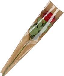 Hoes voor enkele bloem Bruin kraft 45*13-3cm. /Pak +/-50 Hoes voor enkele bloem