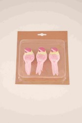 Bird on clip 10.5x3.5x3.5cm 3 stuks - Pink Vogeltje op clip 