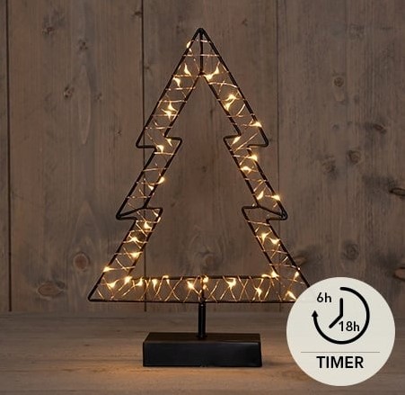 Actie Frame Kerstboom met ledlichtjes+24X35,5 CM 40 LED CLASSIC 2XAA 6/18U TIMER IP20