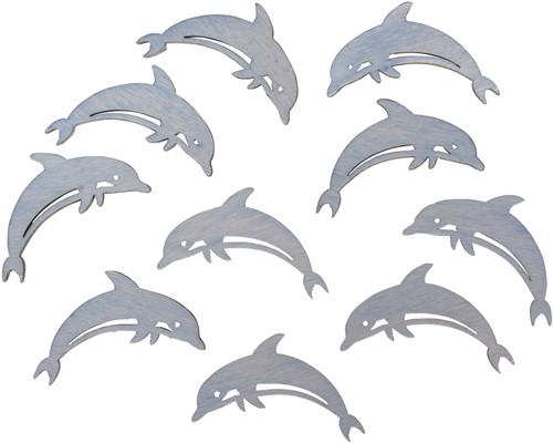 Maritiem Strooihoutjes dolfijn, 4, 5x2, 5cm, ZB-zak 10st. Strooihoutjes dolfijn