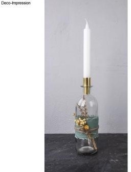 Maak van je fles een kandelaar Zilver  2,2/1,8x5cm set van 2 nog foto excl decoraties