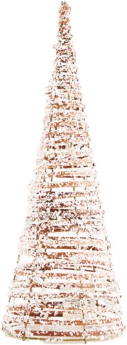 Kegel Rattan met LEDverlichting  Ø14x40cm - Snowy White  Kerstboom leuke basis voor groendecoratie