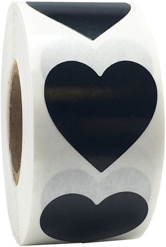 500 ZWARTE HARTVORMIGE Blanco Stickers Labels 2.5 cm 1" Sluitsticker om zelf op te printen