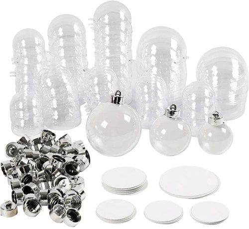 Bulkdoos Bal, plastic. Deelbaar Clear 5 ,6 en 8 cm doos 60 stuks Bal, plastic. Deelbaar