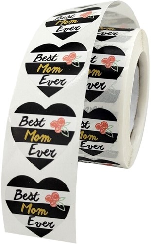 500 Stickers Labels Rol Best Mom Ever rol etiketten gestreepte harte