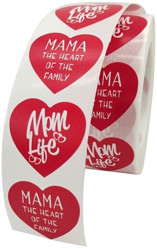 500 Stickers Labels Rol Thema: Mama, Mother rode harten rol etiketten met verschillende soorten