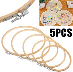 Bamboe ringen Borduurringen SET van 5 maten met stelschroef  Bamboo Maat: ca. 15cm, 18cm, 20cm, 23cm, 26cm