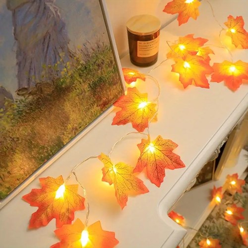 Herfst Ledstring Esdoornblad Herfstblad Maple Leaf Styling LED Fairy Lights 1.5 meter 10 leds Met filmpje