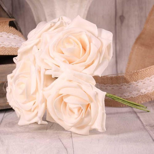 Foam Roos 6cm Open Tea Rose X5 Ivory Foamroos