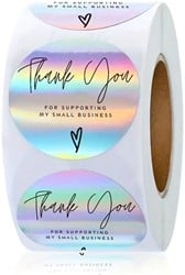 500 Stickers Labels Rol Thank you for Supporting My Small Business Regenboog Laser rol etiketten