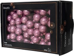 Balletjes op draad 2 cm Vintage Roze Glans doos 144 stuks kerstballen