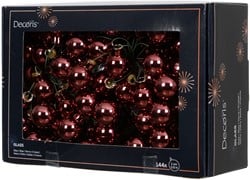 Balletjes op draad 2 cm Maroon glans doos 144 stuks kerstballen