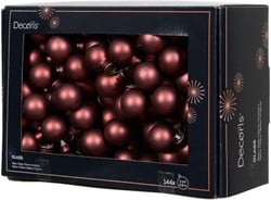Balletjes op draad 2 cm Maroon Mat doos 144 stuks kerstballen