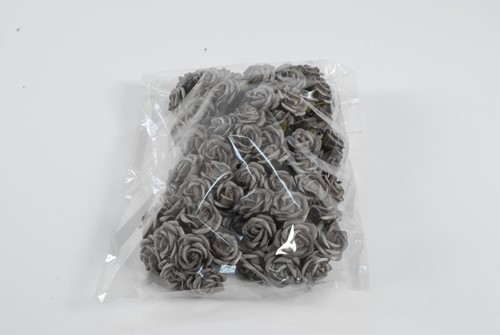 Mini foamroos Stone Steengrijs 2, 5 cm. Zak +/- 90 stuks Mini foamroosje