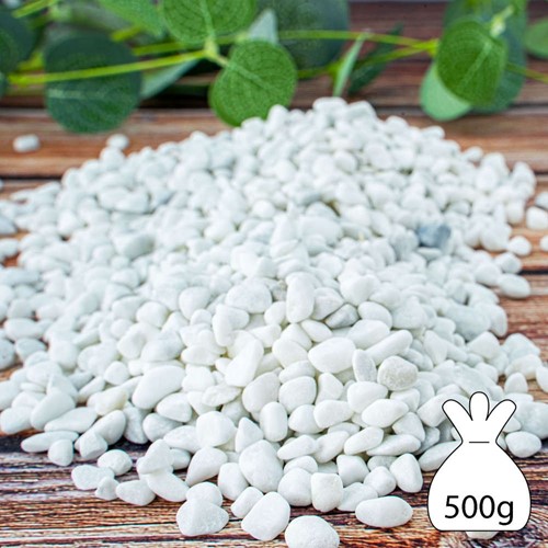Steentjes, Stone nuggets 6-8mm zak 500gr WIT witte steentjes