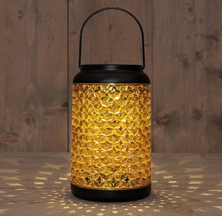 Solar Lantern Windlicht Anna's Collection AMBER 12,5X12,5X20CM 1LED WARM WIT Ledcandle voor bloemschikken en decoratie