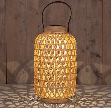 Solar Lantern Windlicht Anna's Collection BAMBOE 18X32CM 1LED WARM WIT Ledcandle voor bloemschikken en decoratie