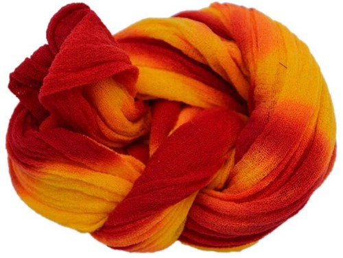 Nylon 9 Oranje-BurgundyRood 2tonevoor het maken van bloemen, pakje van 5 Nylon
