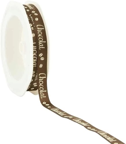 Enkelzijdige satijn lint ‘Chocolat’ 10mm rol 25m 48 Chocolate Brown verpakkingslint, cadeaulint
