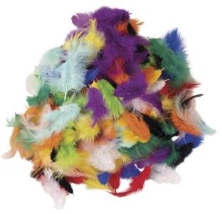 Verenmengsel Regenboog Rainbow Bont 3-10cm, 10 gr donsveren veertjes 