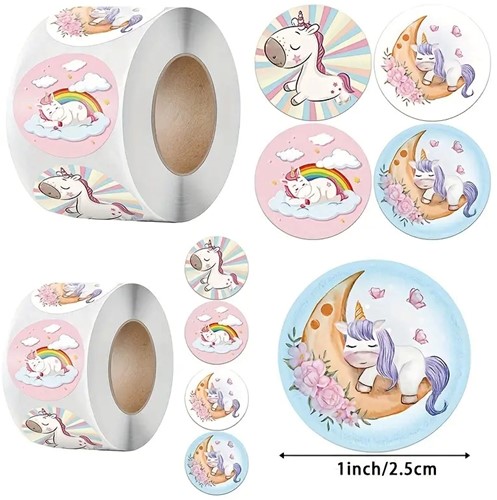 500 Stickers Labels Rol Beloningsticker Unicorn Regenboog rol etiketten