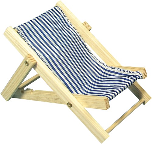 Maritiem HOUTEN zonneligstoel BLAUW 14cm. 1 st Maritiem strandstoel