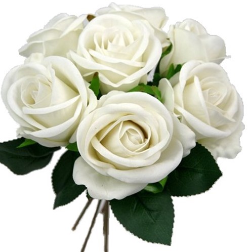 Zijde Rozen 26cm. LARGE VELVET TOUCH OPEN ROSE PUUR WHITE Grote bloem