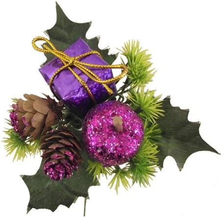 Kerstbijsteker Paars Appel, cadeautje en dennenappeltjes / DOOS 72 Kerstbijsteker