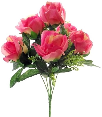 Rozenboeketje 33cm Rozenbundel met Gips en blad Cerise Zijdebloem flowerwall vuller