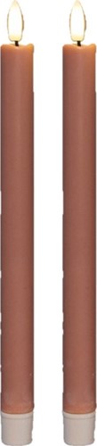 Actie LEDkaarsen Oud Roze Anna's Collection LED kaars 3D Flame Candle  D 2,5 H 25 cm /2 stuks Timer Ledcandle voor bloemschikken en decoratie