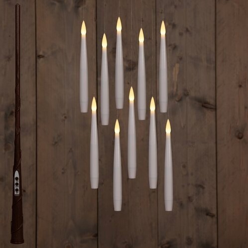 Actie SET 10 LEDkaarsen Anna's Collection IVORY Floating Candle Magic  met Timer candle  Zwevende kaarsen 10 stuks 15cm en een toverstaf