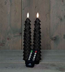 LED Kaarsen Anna's Collection – 3D Flame Candle Kerstboom – Rustiek Zwart – 23 cm – Set van 2 met Afstandsbediening Ledcandle voor bloemschikken en decoratie