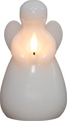 Actie LEDkaarsen Anna's Collection LED kaars Engel wax led 3d vlam op batterij met timer d8.5h14.5 cm wit Ledcandle voor bloemschikken en decoratie