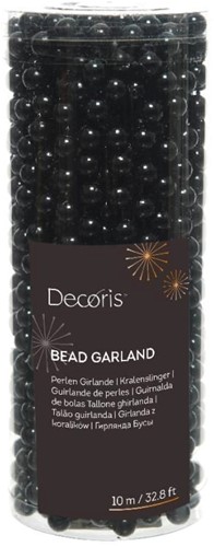 Actie Parelketting, 8 mm Zwart rol +/-10 m Parelguirlande voor bloemschikken, hobby en bruidsdecoratie