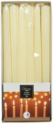 Kaarsen  wax dinner Ivory dia2.15cm x H.25cm / doos 12st ook leuk in fles