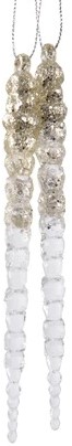 Hanger Ijspegel Champagne/goud / set van 2 Decoratie voor Kerst of Winter bloemschikken en decoreren kerstboom