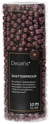 Actie Parelketting, 8 mm Dark Mauve rol +/-10 m Parelguirlande voor bloemschikken, hobby en bruidsdecoratie