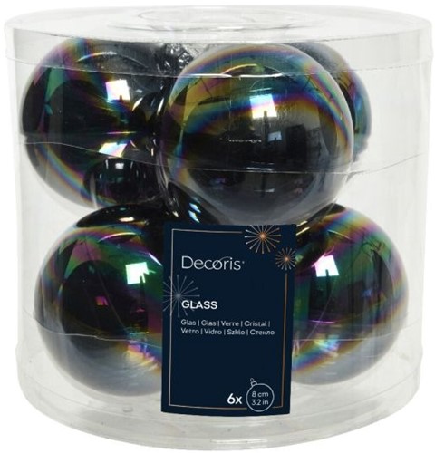 Glazenballen 6 stuks transparant Parelmoer Iriserend 80mm /doos Leuk om te vullen!